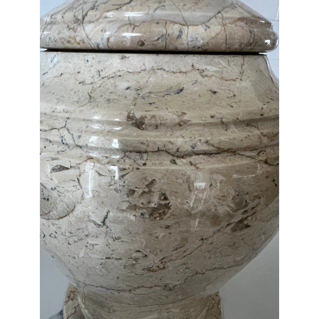 Mid-Century Modern Vintage Polished Marble Urn With Lid For Sale - Image 3 of 8