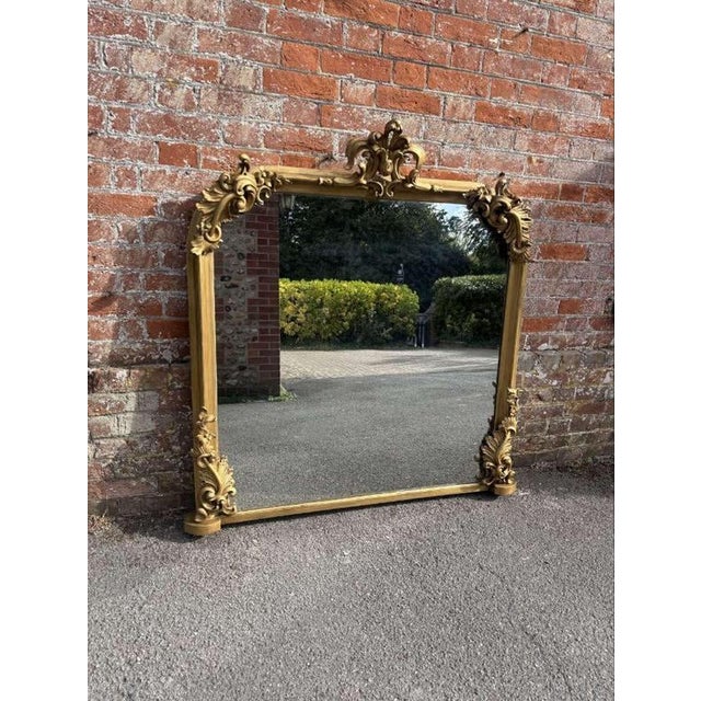 Large Antique English Gilt Overmantle Mirror, 1800s For Sale - Image 9 of 9