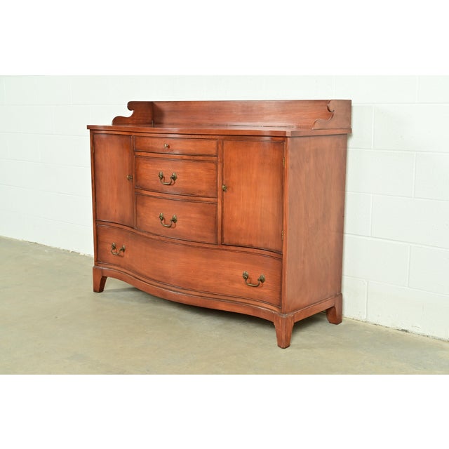 English Federal Cherry Wood Serpentine Front Sideboard Buffet by Morganton, Circa 1950s For Sale - Image 3 of 14