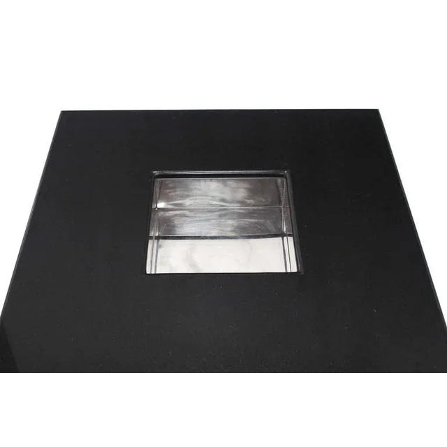 Metal Mid-Century Modern Square Granite Top Coffee Table For Sale - Image 7 of 11