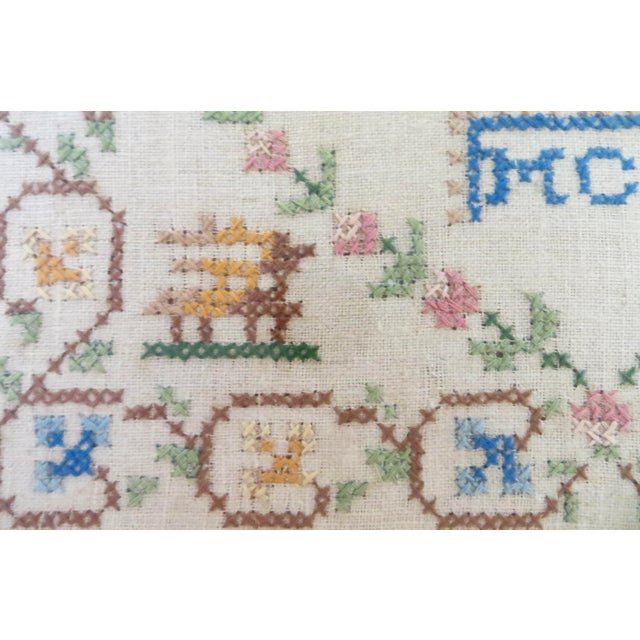 Vintage American Sampler Dated "1929" Made by "Mcb" For Sale - Image 4 of 7