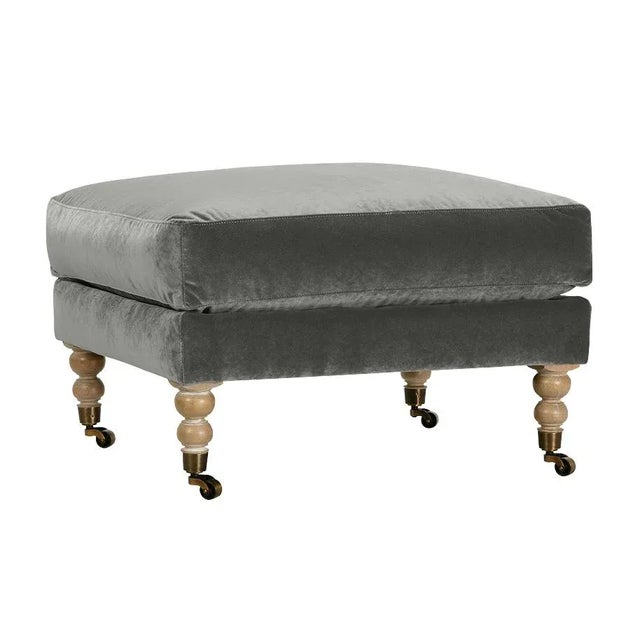 Dark Gray Greta Ottoman, Seal Velvet For Sale - Image 8 of 8