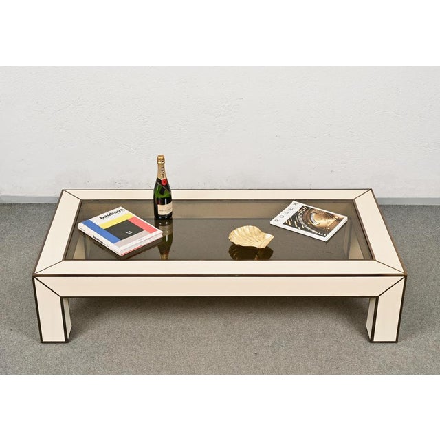 Mid-Century Italian Brass & White Formica Coffee Table, 1970s For Sale - Image 11 of 18
