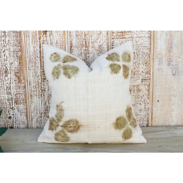 Vintage Lemla Leaf Printed Organic Silk Pillow For Sale - Image 10 of 10