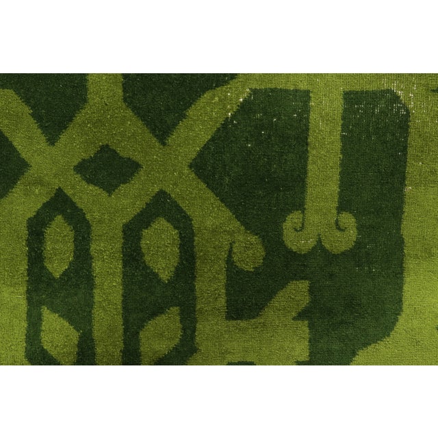 1960s Vintage Zeki Müren Rug in Forest Green With Geometric Pattern - Rug & Kilim For Sale - Image 5 of 8