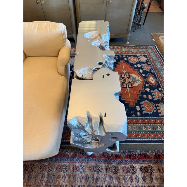 Plastic Phillips Collection Freform Console Table, Silver Leaf For Sale - Image 7 of 12