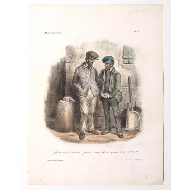 Miroir de Paris, n. 11 is a satirical illustration by the French draftsman Edmé-Jean Pigal (1798-1872). Original colored...