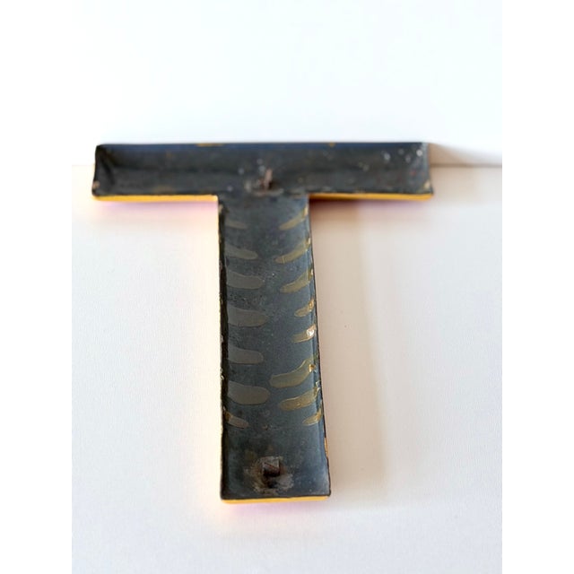 Red Industrial Enamel Letter T, 1960 For Sale - Image 8 of 10