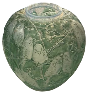 Green Perruches Vase by René Lalique, 1919