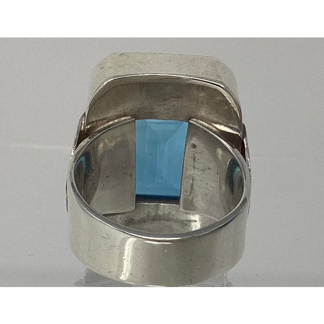 Large Swiss blue topaz cocktail ring set in sterling. GIA appraisal 11-28-2025 $1,500.