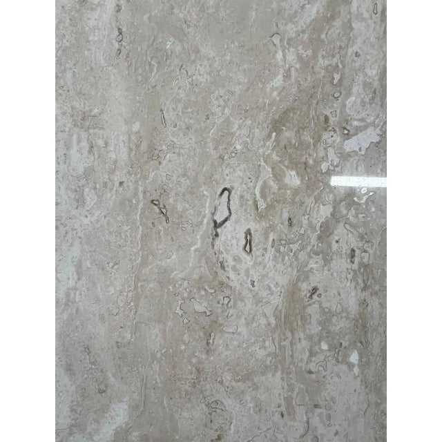 Taupe 1990s Organic Modern Travertine Three-Tier Circular Coffee Table With Metal Base For Sale - Image 8 of 14