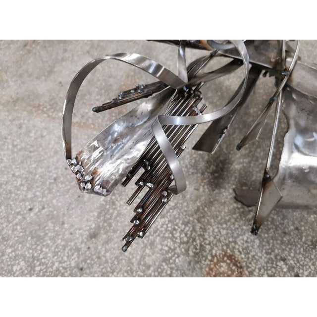 Black Star Bird Playing with Her Shape Sculpture in Welded Steel by Ovidiu Kloska For Sale - Image 8 of 11