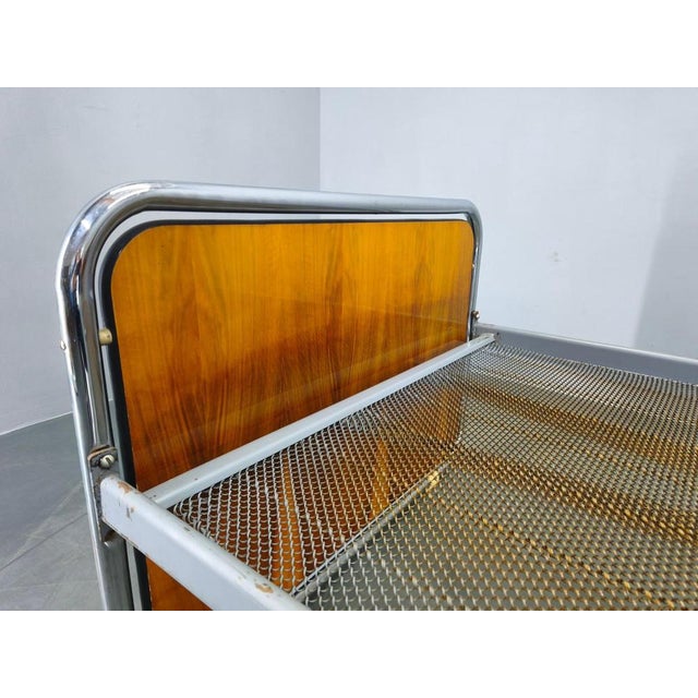 Metal Bauhaus Tubular Steel Bed with Walnut Veneer Panels, 1930s For Sale - Image 7 of 18