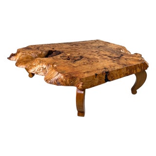 Mid Century Low Burl Wood Table, Japan, 1970s For Sale