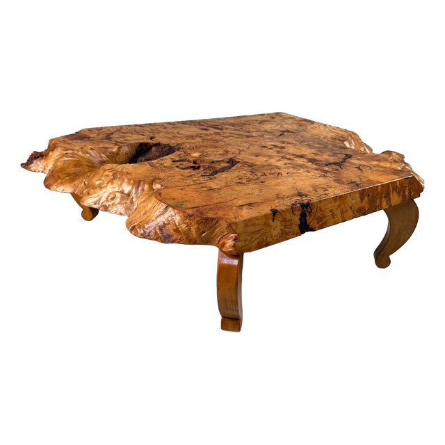 Mid Century Low Burl Wood Table, Japan, 1970s For Sale