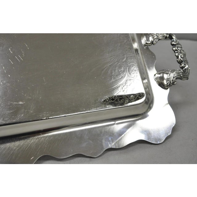 Vintage Victorian Silver Plated Narrow Twin Handle Bar Serving Platter Tray For Sale - Image 10 of 11