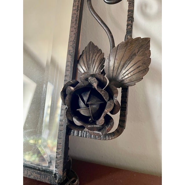 20th Century Rectangular Beveled Wrought Iron Mirror, France, 1920s For Sale - Image 6 of 9