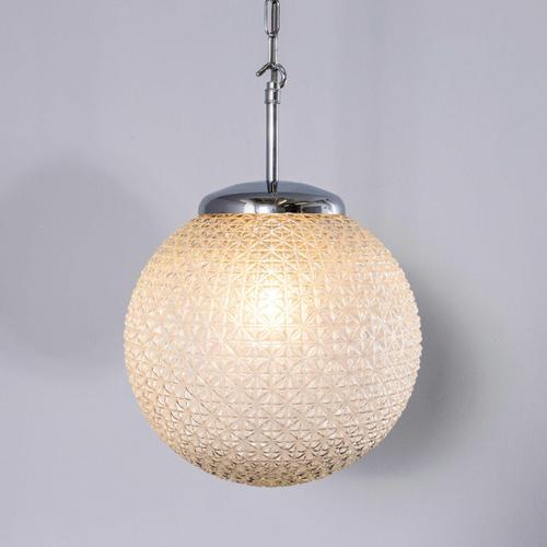 Diamond Opaque Pendant Glass Lamps, 1950s For Sale - Image 9 of 18