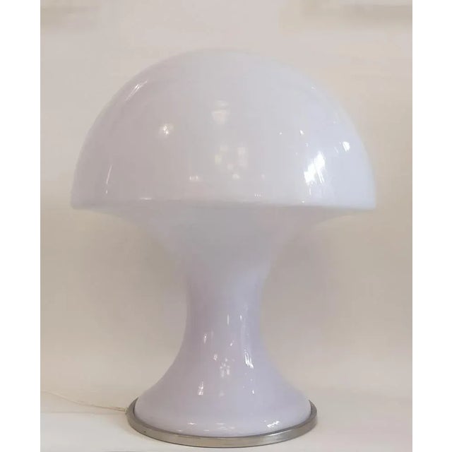 Large White Opal Glass Mushroom Lamp, Italy, 1970s For Sale - Image 11 of 11