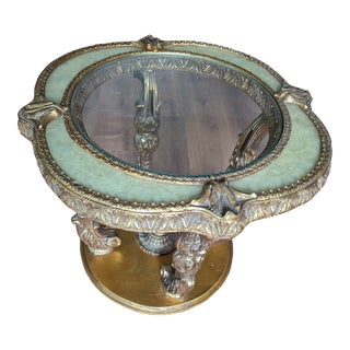 1960s Regency Capiz Shell, Gilt Italian Florentine Style Table For Sale