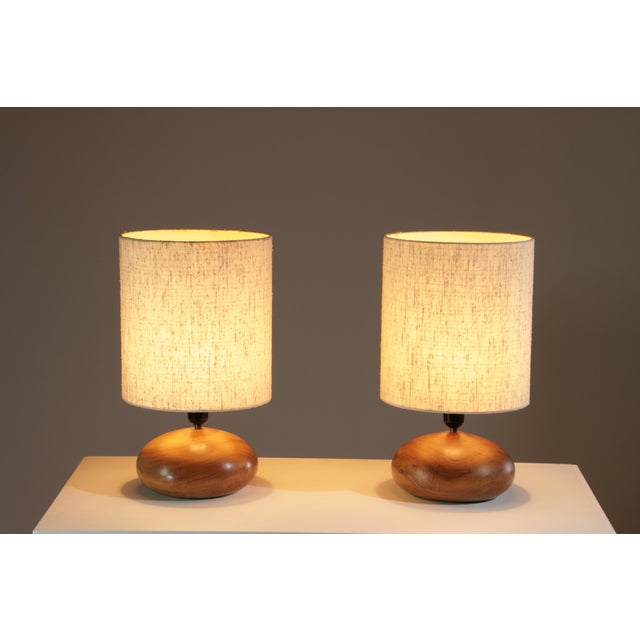 Black Galets Lamps in Walnut by Marc Pascal, 1970, Set of 2 For Sale - Image 8 of 14