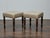 Pair of 19th Century English Oak Stools with Custom Linen Upholstery For Sale - Image 4 of 11