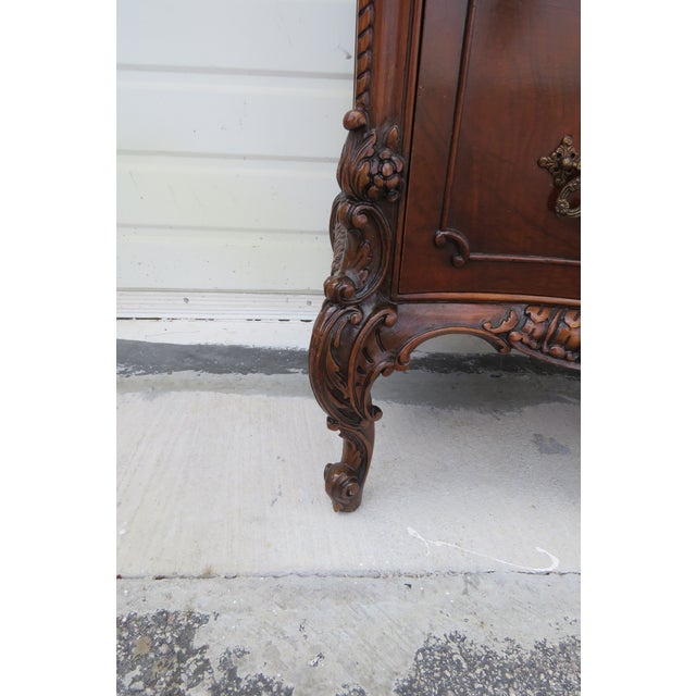 Early 1900s Homer Bros Tall Carved Inlay China Display Cabinet Cupboard 6136 For Sale - Image 16 of 18