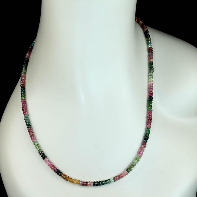 Ajd 21 Inch Elegant Multi Color Tourmaline Necklace For Sale - Image 4 of 5