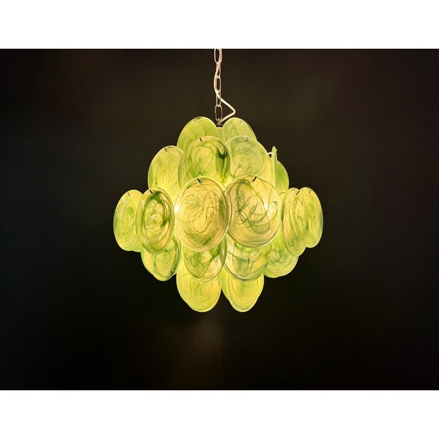 Vintage Italian Green Murano Glass Discs Chandelier, 1990s For Sale - Image 12 of 18