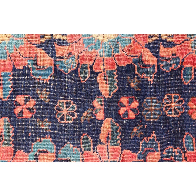 Antique Persian Bidjar Rug With All-Over Floral Motifs in Red and Blue 5'0 X 7'9 For Sale - Image 9 of 12