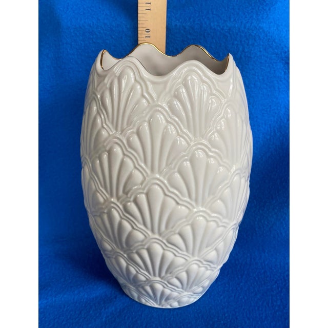 Ceramic Lenox Jacquard Gold Vase For Sale - Image 7 of 10