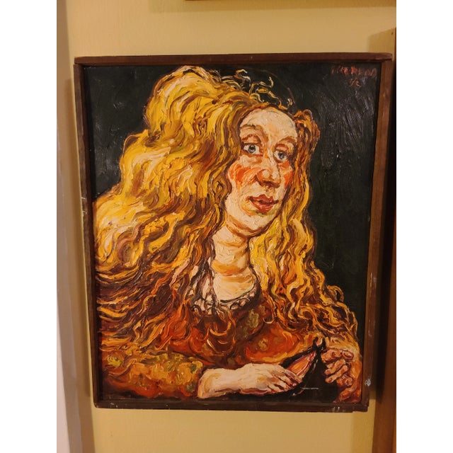 1970s 1970s Portrait Paintings by Philip Sherrod, Framed - Set of 4 For Sale - Image 5 of 11