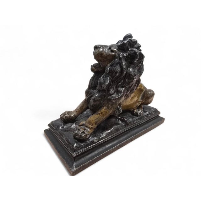 Viennese Cold-Painted Bronze Lion by MR, 19th Century For Sale - Image 9 of 12