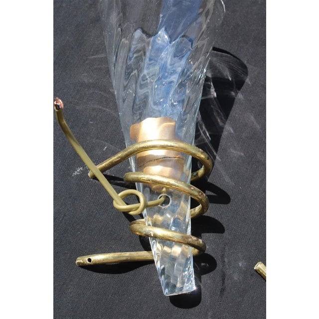 Brass and Murano Glass Wall Lamps, Italy, 1970s, Set of 2, in Very Good conditions. Designed 1970 to 1979 European Plug...