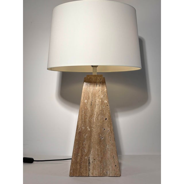 Raw Travertine Table Lamp from Area Illuminazione, Italy, 1970s For Sale - Image 4 of 12