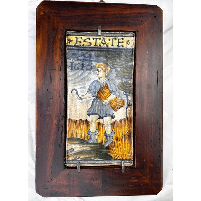 Antique Italian Hand Painted Terracotta Tiles For Sale - Image 9 of 17