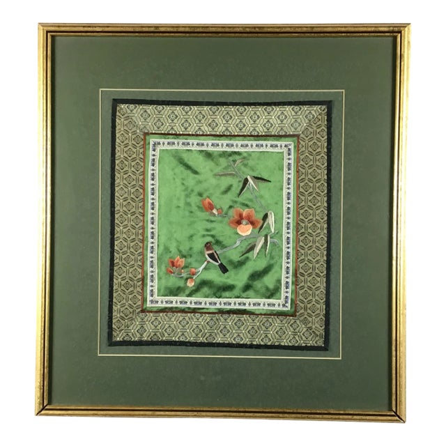 Chinese Framed Silk Flower Embroidery For Sale