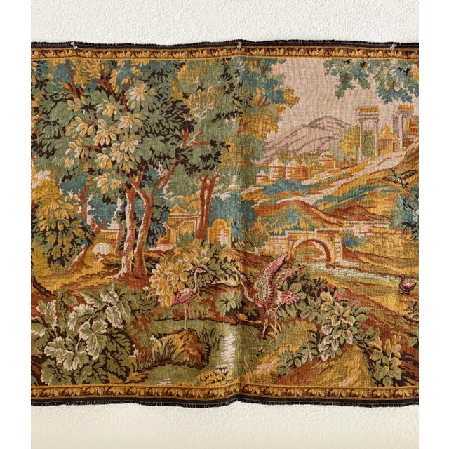 French French Verdure Mid-20th C Reproduction Tapestry Wall Hanging For Sale - Image 3 of 12