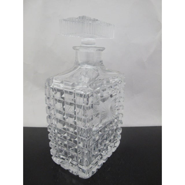 Glass Heavy Cut Starburst Crystal Glass Geometric Liquor Spirits Decanter For Sale - Image 7 of 11