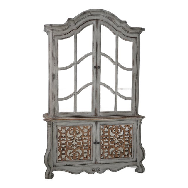 Hooker Gustavian Bubble Glass China Cabinet For Sale