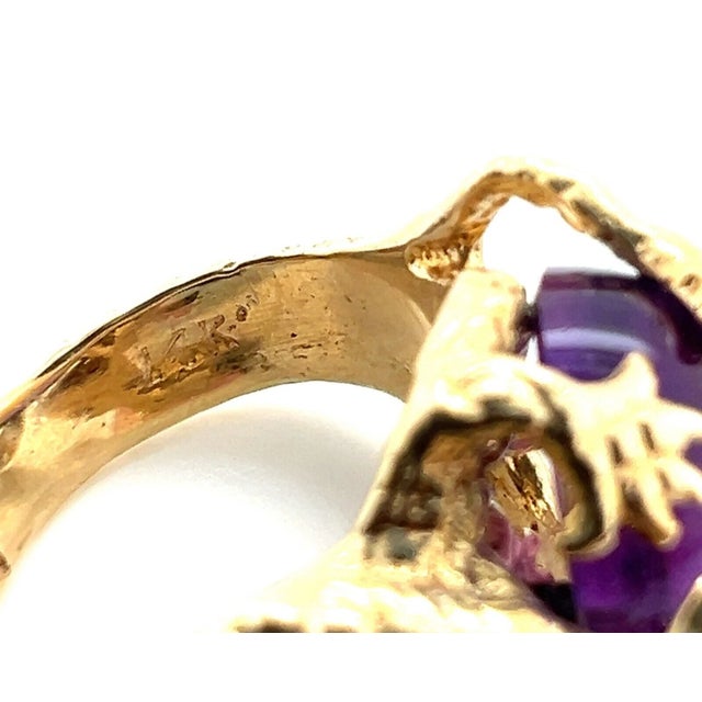 Amethyst 14k Yellow Gold Dragon Ring - Size 3 For Sale In Miami - Image 6 of 6