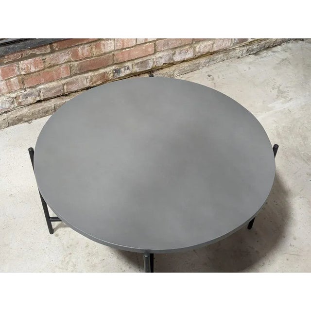Concrete Top Round Outdoor Table For Sale - Image 9 of 11
