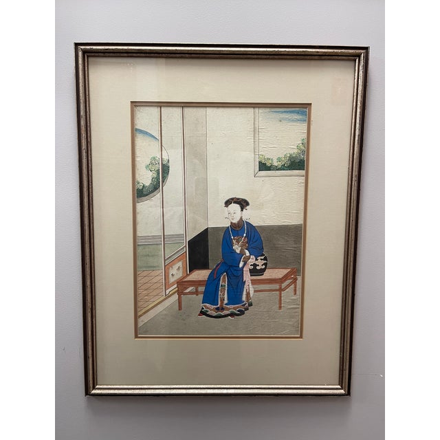 Blue Portrait of a 18th Century Qing Court Lady For Sale - Image 8 of 8