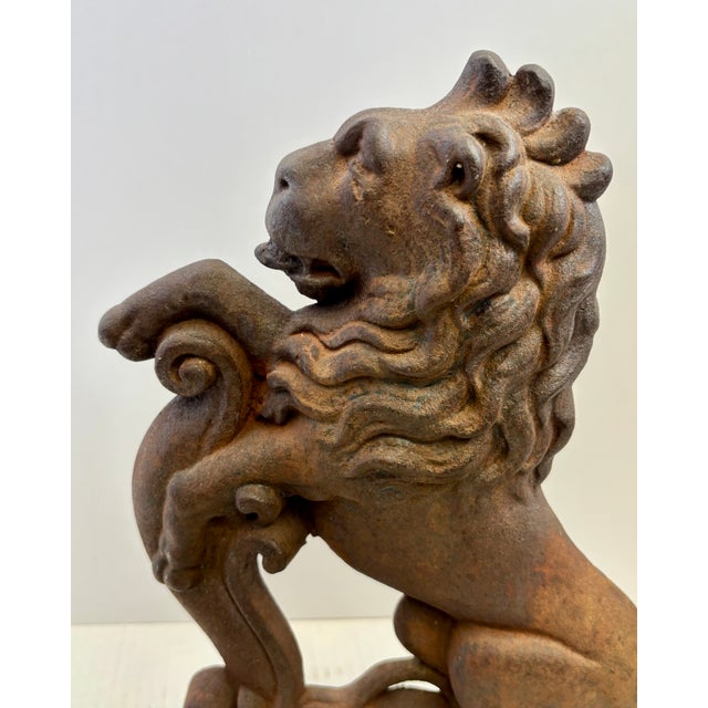 Metal 19th Century Lion Figural Cast Iron Doorstop For Sale - Image 7 of 11