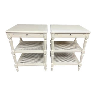 Ethan Allen Louis XVI Style Cane Nightstands/Pair For Sale