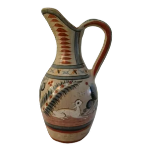 Mid-Century Large Mexican Artisinal Tonala Pottery Water Pitcher