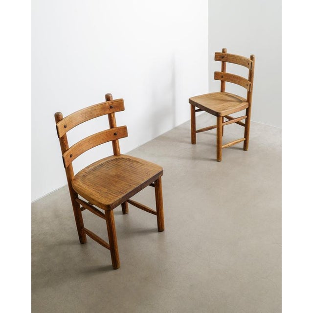 Mid-Century Swedish Wooden Sandhamn Dining Chairs by Axel Einar Hjorth for Nordiska Kompaniet, 1930s, Set of 2 For Sale - Image 4 of 9
