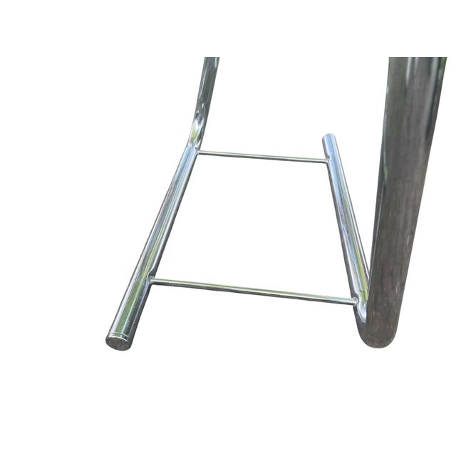 1970's Chrome Paperclip Tubular Tresles With Glass Top Table For Sale - Image 4 of 14
