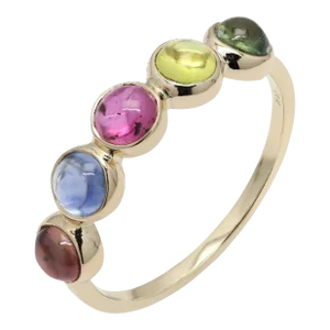 Rainbow Gemstone Half Eternity Stackable Band Size 7