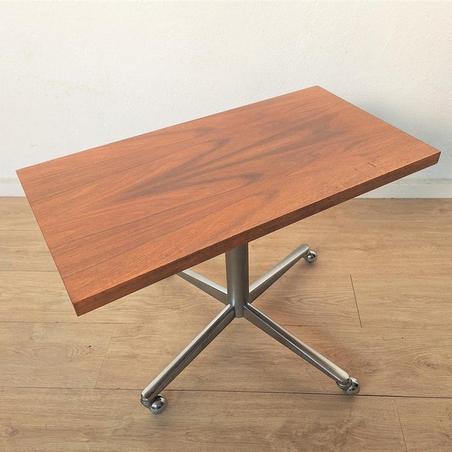 1950s Vintage Side Table on Wheels, 1950s For Sale - Image 5 of 5